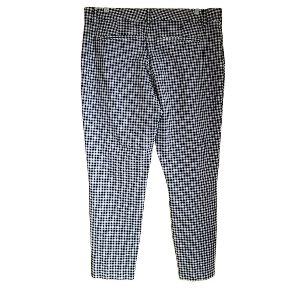 41 hawthorn gingham print tailored ankle pants black white check size 12